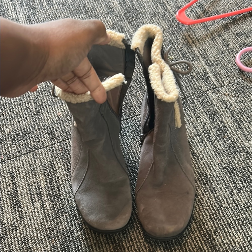 Clarks Brown and Cream Winter Boots